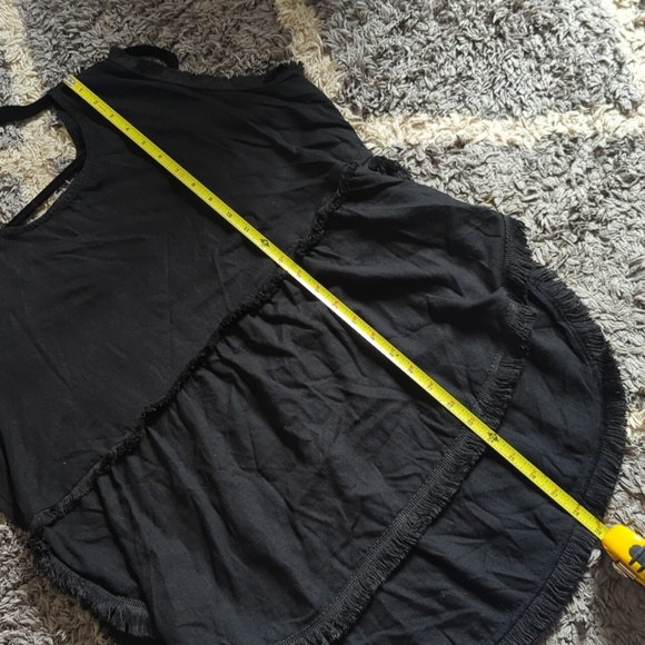 Coco + Carmen Runway Linen Fringe Tank Top in Black Hi Low Style Size L/XL - Picture 8 of 8